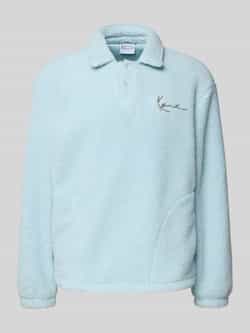 Karl Kani Fleecepullover met platte kraag en knoopsluiting