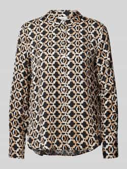 S.Oliver BLACK LABEL Regular fit blouse met lange mouwen all-over motief en biezen