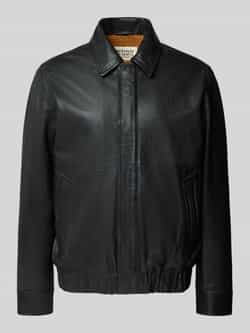 Scotch & Soda Regular fit leren jack van echt schapenleer met platte kraag