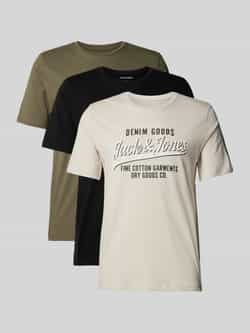 jack & jones T-shirt met labelprint in een set van 3 stuks model 'ETHAN'