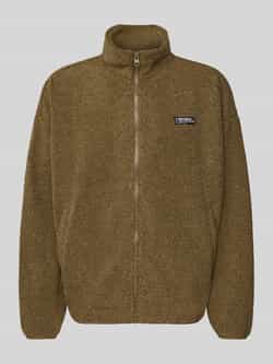 REVIEW Fleecejack met opstaande kraag en labeldetail