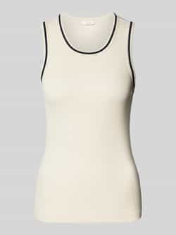 Opus Korte Mouw Top Preppy Stijl Beige Dames