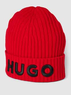 HUGO Beanie met labelstitching