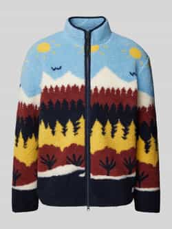 Knowledge Cotton Apparel Loose fit fleecejack met opstaande kraag