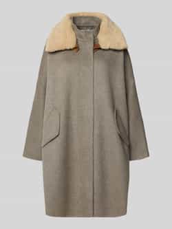 Blonde No. 8 Lange wollen jas met imitatiebont