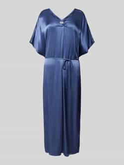 Kaffe Blauw Indigo Jurk met V-Hals en Strik Taille Blue Dames
