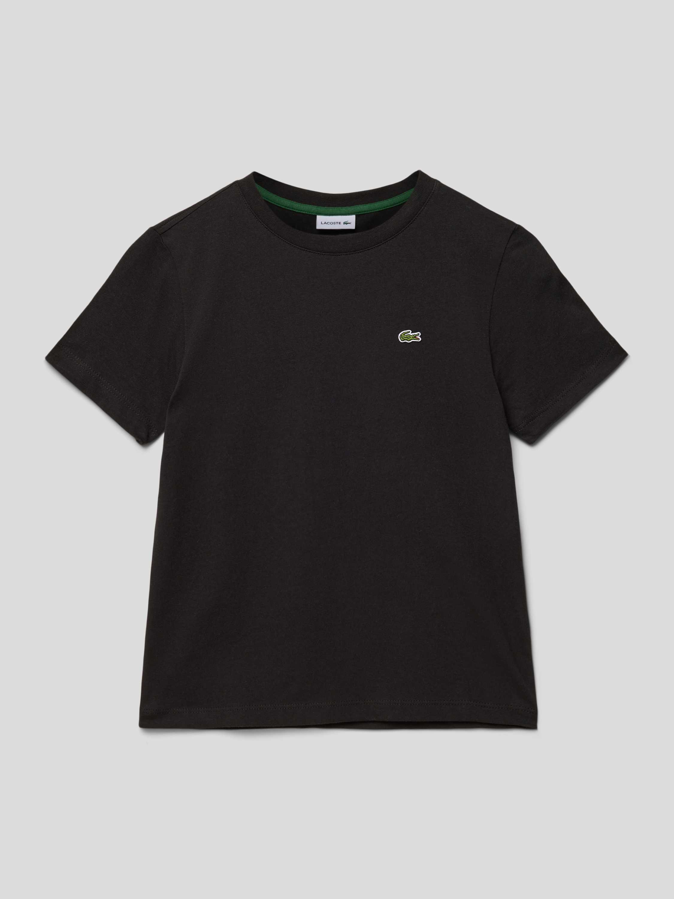 Lacoste T-shirt met logo zwart Biologisch katoen Ronde hals Logo 152