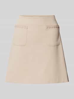 Ichi Korte Rok met Elastische Taille en Zakken Beige Dames