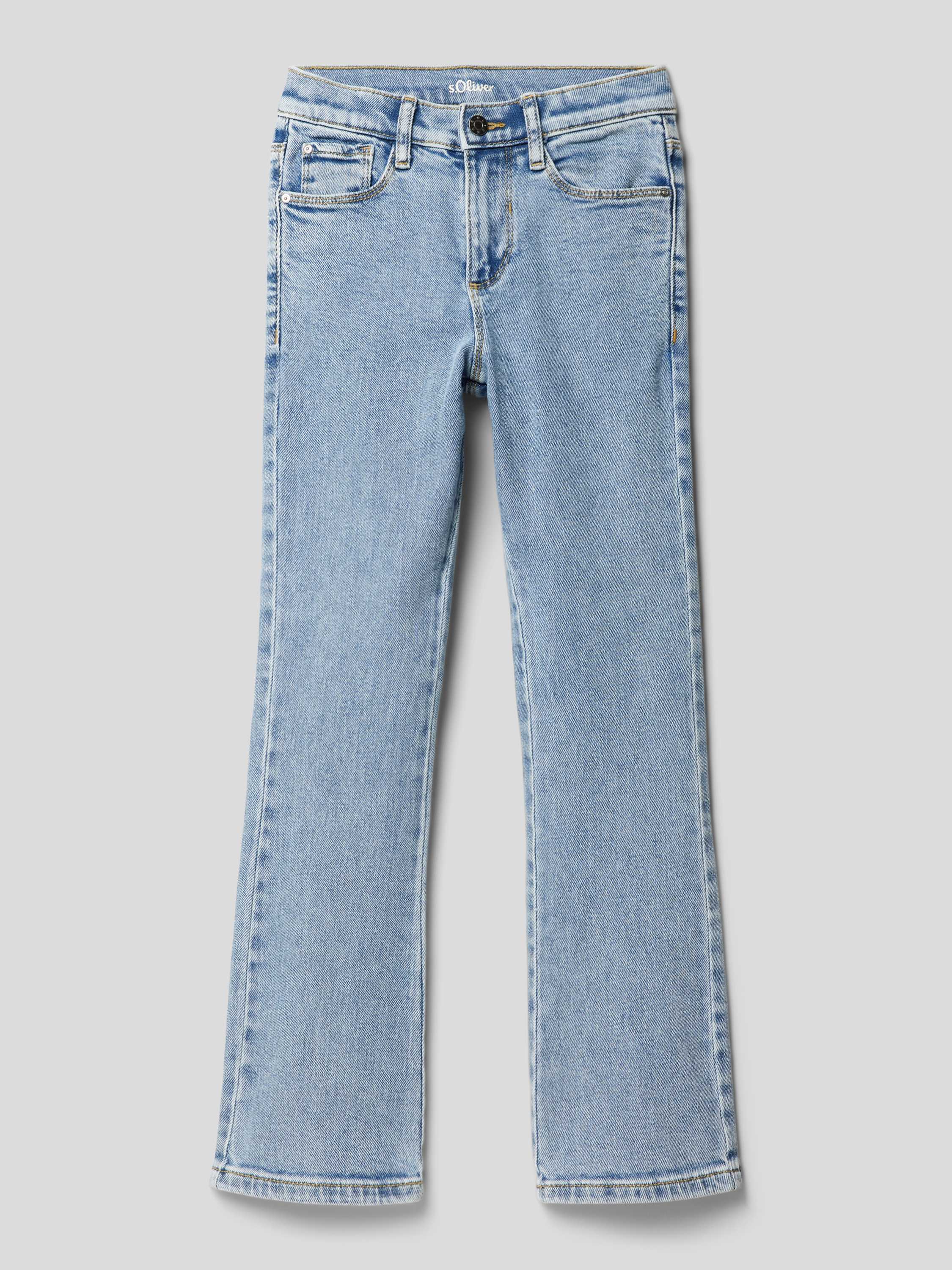 S.Oliver flared jeans light denim Blauw Meisjes Stretchdenim Effen 152