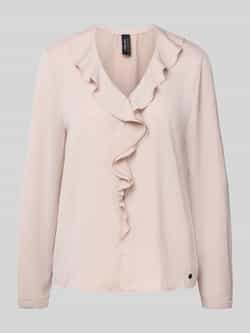 Marc Cain Regular fit blouse met V-hals en volants
