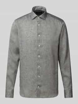 OLYMP SIGNATURE SLIM FIT Slim fit linnen overhemd met kentkraag model 'Sykia'