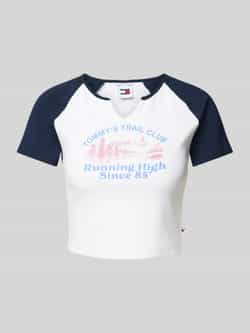 Tommy Jeans Slim fit kort T-shirt met labeldetail model 'VINTAGE PREP'