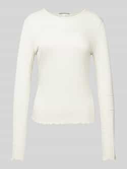 QS Shirt met lange mouwen van viscosemix met geschulpte zoom