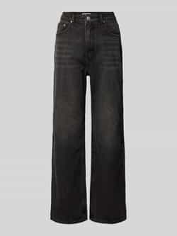 Review Jeans met wijde pijpen in effen design