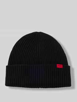 HUGO Beanie van zuivere geribde scheerwol model 'XOLA'