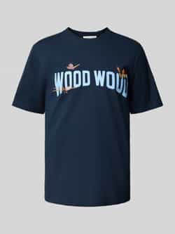 Wood T-shirt met label- en motiefprint model 'Bobby'
