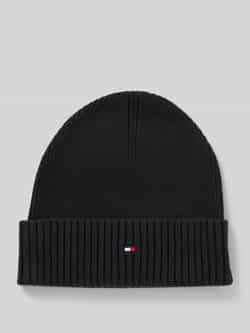 Tommy Hilfiger Zwarte Pima Katoen Vlag Beanie Black Heren