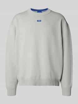 Hugo Blue Regular fit gebreide pullover van katoenmix model 'SAN CASEY'