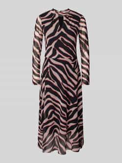 Comma Jurk met lange mouwen en opstaande kraag Multicolor Dames