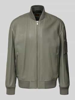 Boss Orange Regular fit leren jack in collegestijl model 'JAKRI'