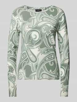 Monari Shirt met lange mouwen en geribde ronde hals