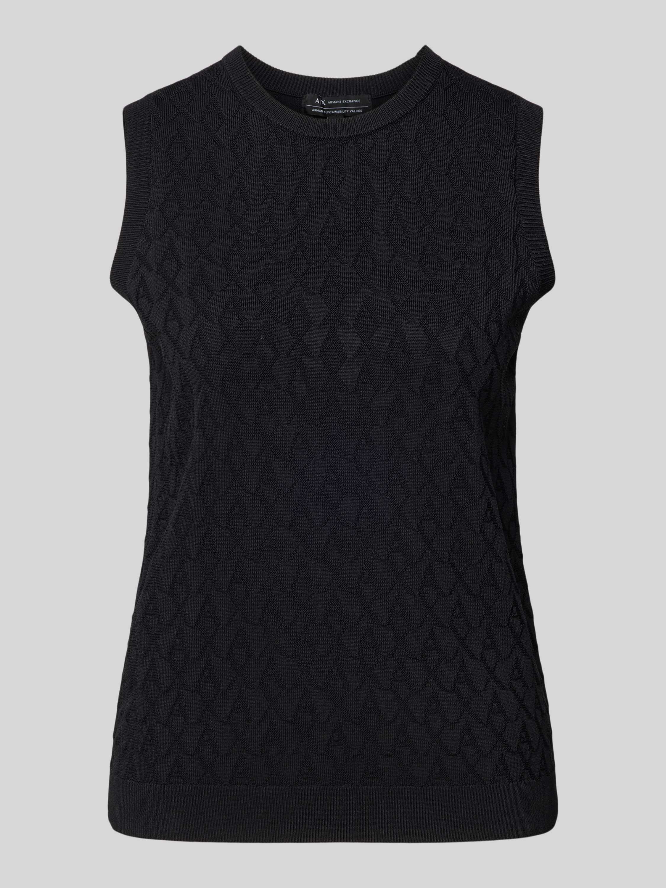 Armani Exchange Zwarte Gebreide Tanktop Logo Detail Black Dames