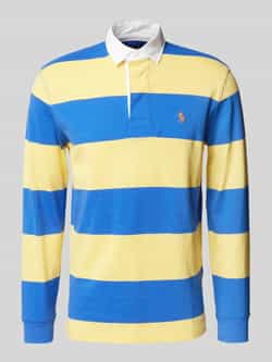 Polo Ralph Lauren Gestreept Katoenen Poloshirt Geel Blauw Yellow Heren