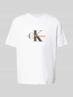 Calvin Klein Jeans Wit Bedrukt Ronde Hals T-Shirt White Heren