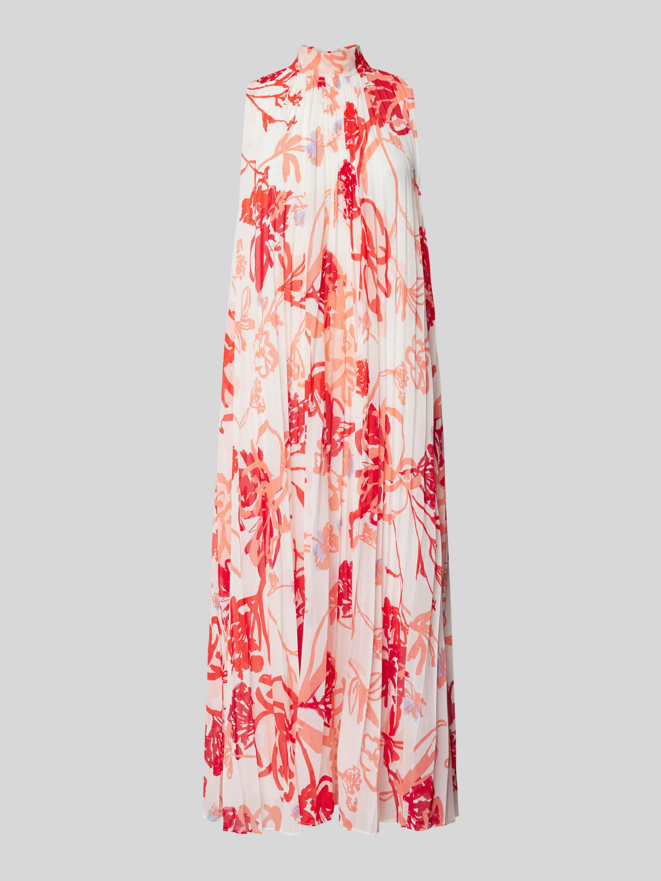 S.Oliver BLACK LABEL A-lijn jurk met all over print en open detail ecru rood zalm