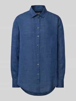0039 italy Regular fit overhemdblouse van linnen met doorknoopsluiting