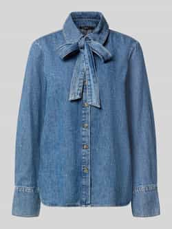 relaxed fit overhemdblouse van pure katoen in denimlook