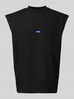 Hugo Blue Tanktop met labeldetail model 'Navertz'
