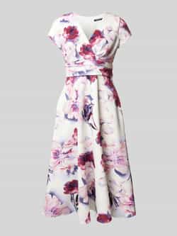 Swing Gedrukte Midi Jurk in Scuba Stof Multicolor Dames