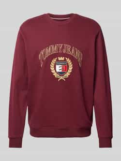 Tommy Hilfiger Bordeaux Katoenen Sweater Iconisch Embleem Red Heren