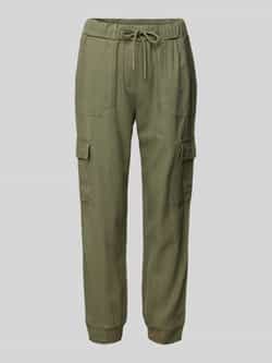 FREE QUENT Tapered fit linnen broek met cargozakken model 'Lava'