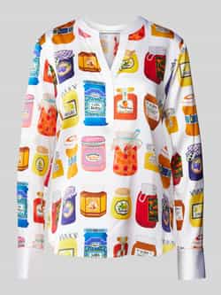 Herzensangelegenheit Straight fit zijden blouse met tuniekkraag
