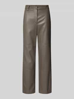MaxMara Leisure Straight fit stoffen broek in leerlook 'STRUZZO'