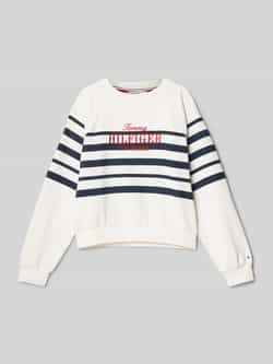 Tommy Hilfiger Sweatshirt TOMMY SCRIPT CN SWEATSHIRT met logo-borduursel met streepjespatroon