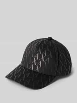 Armani Exchange Zwarte Monogram Logo Baret Hoed Black Unisex