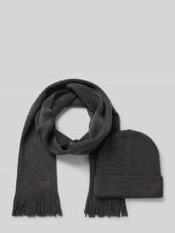 Bugatti Set van sjaal en muts met labelstitchings