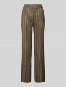 Raphaela By Brax Slim fit stoffen broek met riemlussen model 'Peggy'