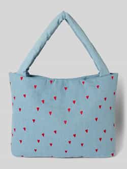 STUDIO NOOS Shopper met stitchings model 'Denim Hearts'