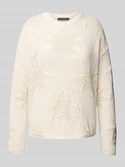 Oui Gebreide pullover met geribde ronde hals