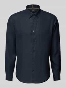 Boss Regular fit linnen overhemd met button-downkraag