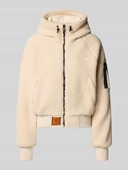 Original Bombers Fleecejack met capuchon en labelstitching