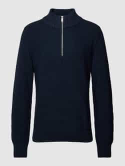 Selected Homme Gebreide pullover met opstaande kraag en ritssluiting model 'THIM'