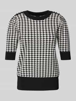 Hugo Boss Houndstooth Gebreide Top met Versierde Knopen Black Dames