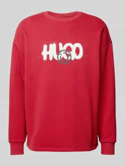 Hugo Blue Sweatshirt met labelprint model 'Nimaylong'