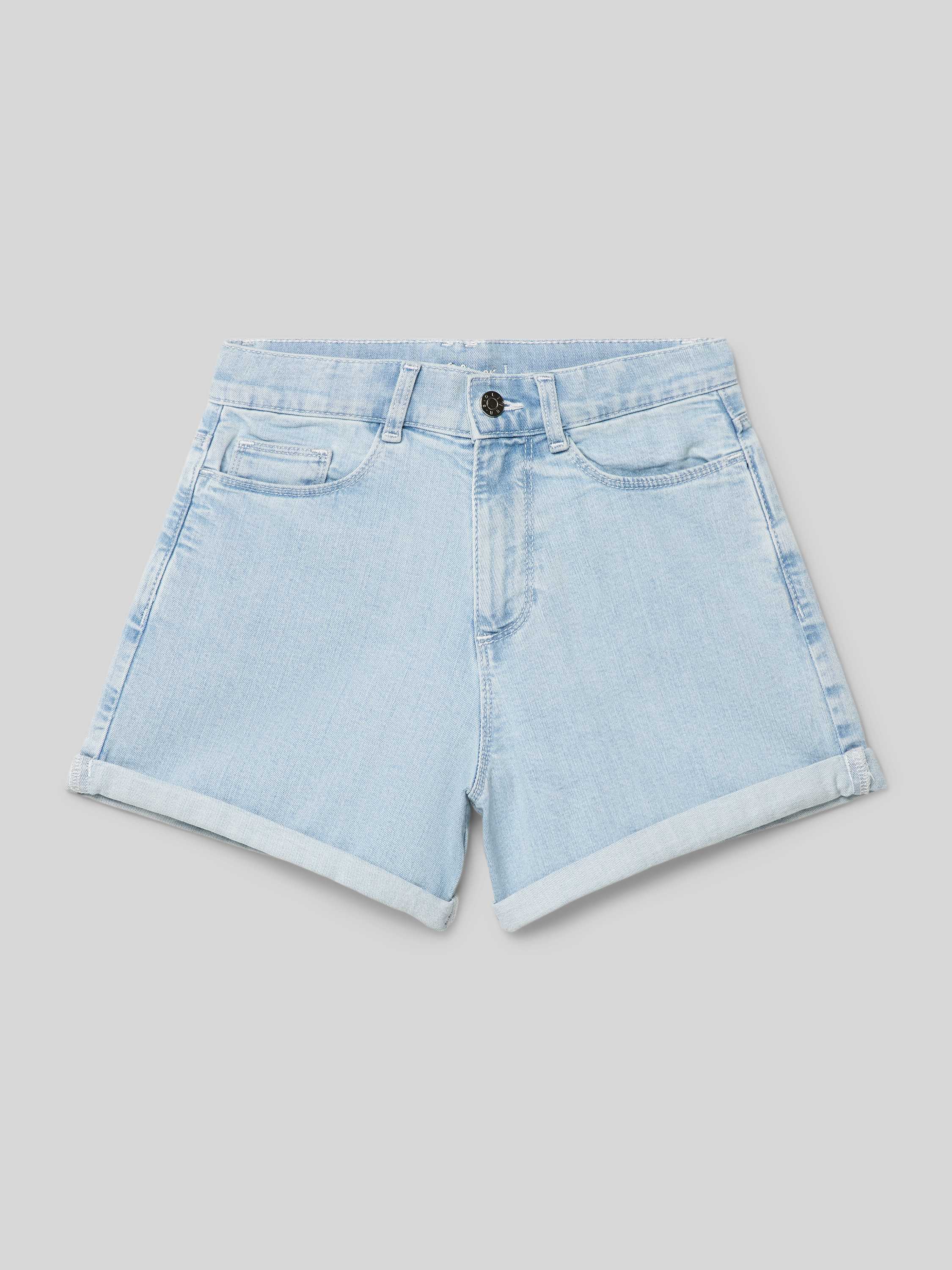 S.Oliver high waist denim short lichtblauw Meisjes Stretchdenim Effen 140