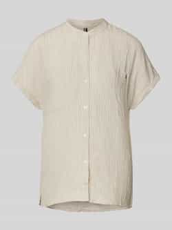 Tommy Hilfiger Blouse met korte mouwen ESS LINEN COLLARLESS S S BLOUSE met logo-borduursel verkoelend premium linnen